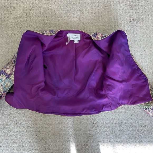 Vintage I. Magnin Farinae Collections Floral All Over Sequence Jacket Size 6 - Picture 6 of 11